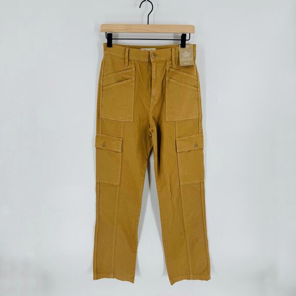 Madewell 90s Straight Cargo Pants Mustard Yellow Cotton NWT Women’s Size 26 - Picture 8 of 8
